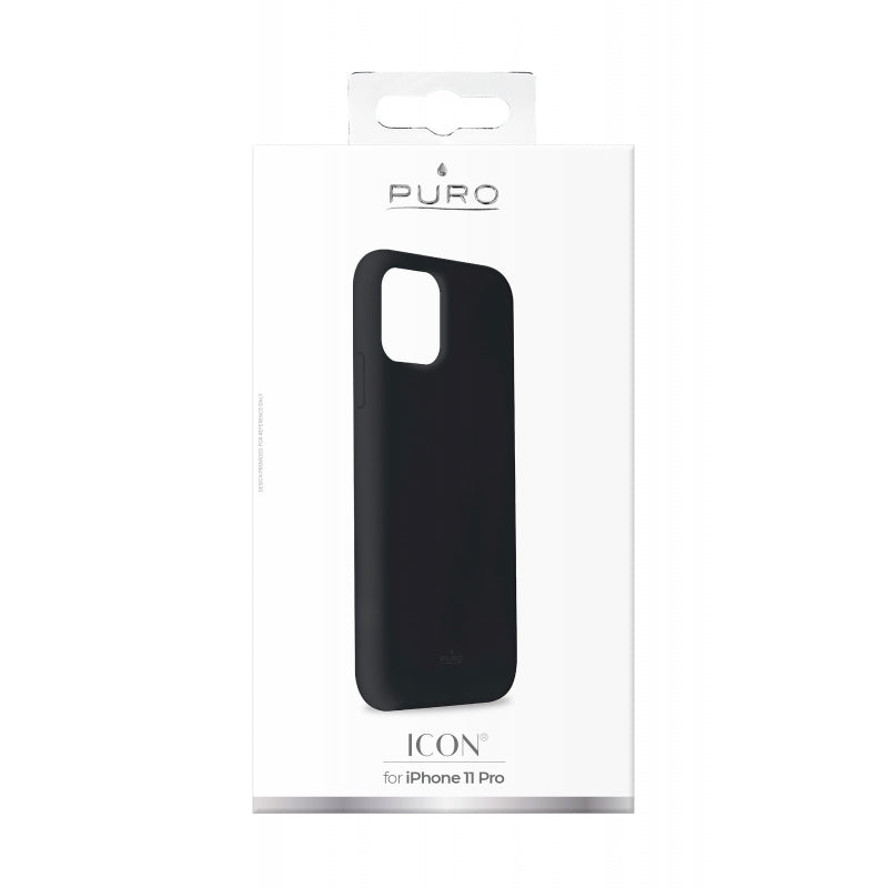 Funda Puro silicona con microfibra para Apple iPhone 11 Pro icon negra