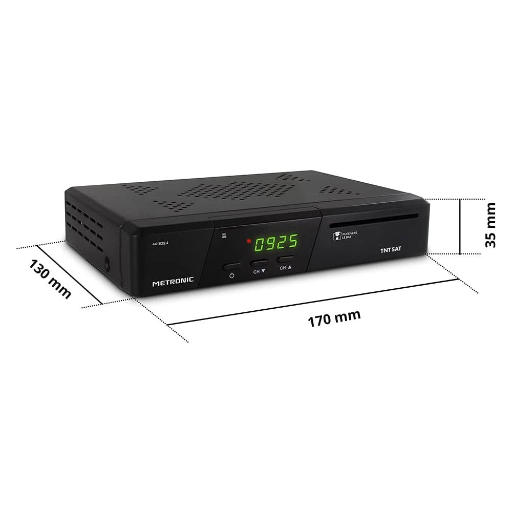Receptor de TV por satélite Metronic 441639 (USB, DVB-S2, HDMI) Negro (NUEVO)