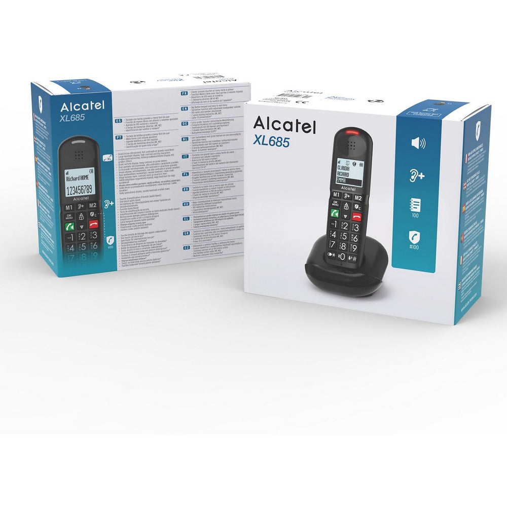 Teléfono Alcatel XL685 Análogo Teclas Grandes Compatible con Audífonos Negro