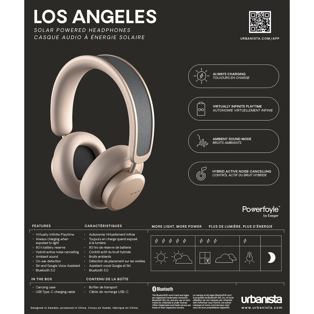 Auriculares inalámbricos Urbanista Los Ángeles Noise Cancelling solar Oro(NUEVO)
