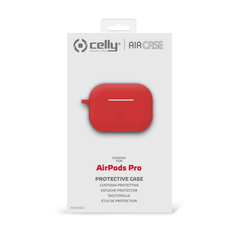 Celly Aircase3RD Funda de Silicona Roja para Air Pods Pro.