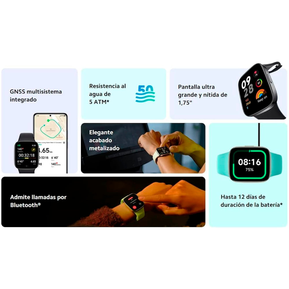 Reloj Smartwatch Xiaomi Redmi Watch 3 Pantalla LCD de 1,75″ Negro Usado *Sin emb