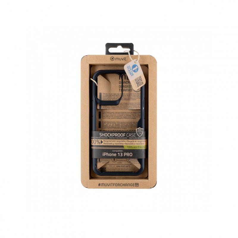 Funda Muvit for Change Shockproof 2m Transparente/Negra para Apple iPhone 13 Pro
