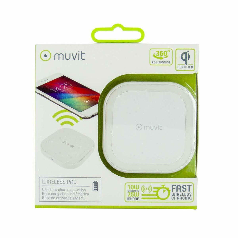 Cargador soporte sobremesa inalámbrico Muvit iO Qi 2a Blanco.