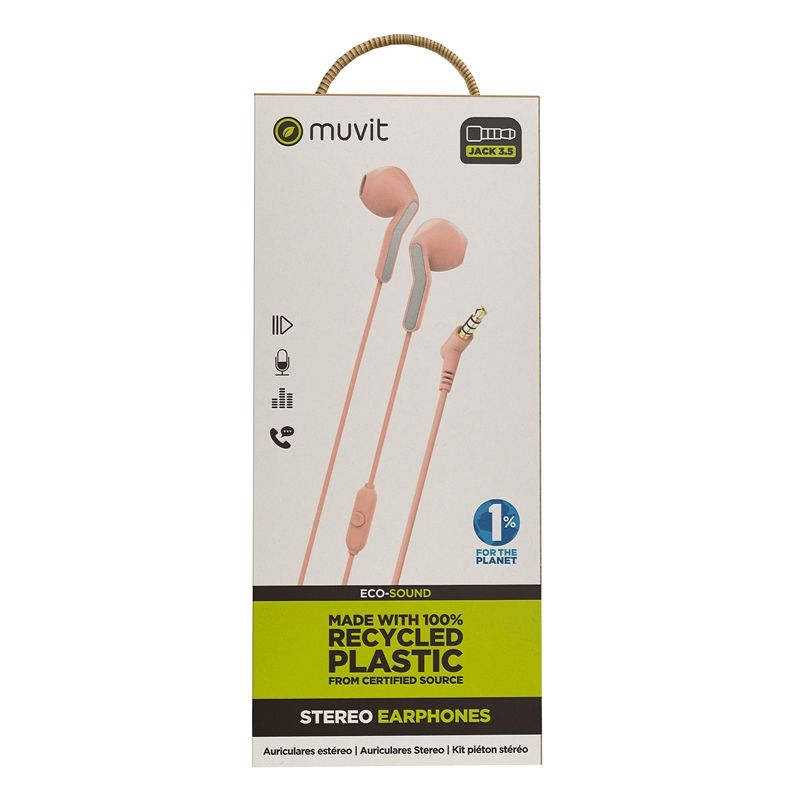 Auriculares estéreo Muvit for Change E56 3.5mm Rosa