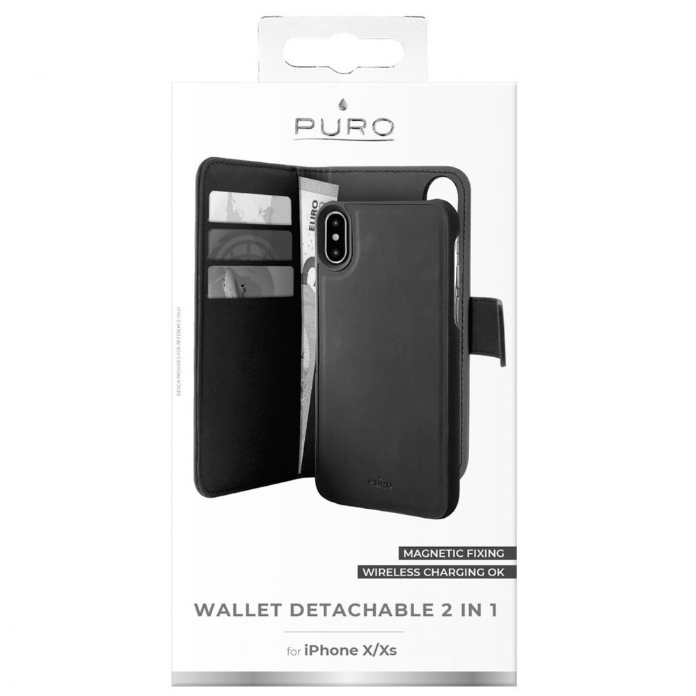 Funda Puro wallet para Apple iPhone XS/X + carcasa extraíble negra