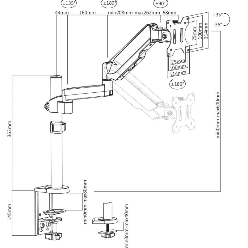 Soporte para monitores con ajuste manual V7 DM1TA-1E