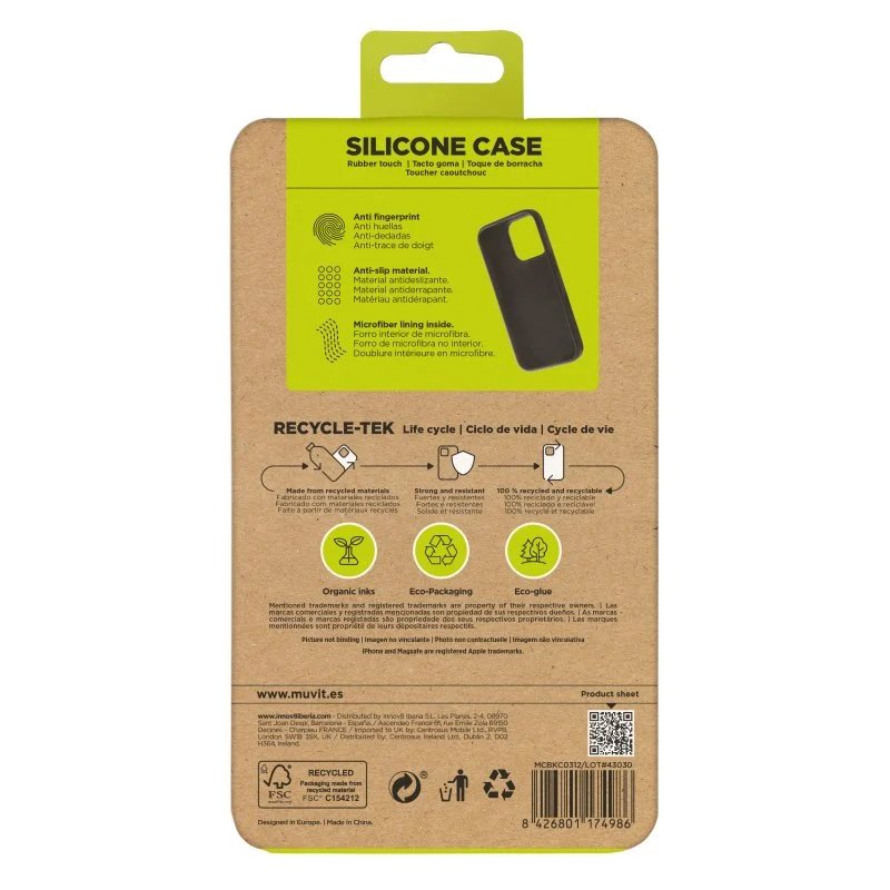 Funda Muvit for Change recycletek Liquid Silicone para Apple Iphone 16 Pro Negra