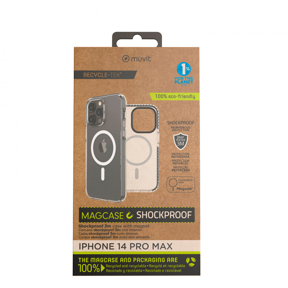 Funda Muvit for Change recycletek Magsafe transp./negro Apple iPhone 14 Pro Max