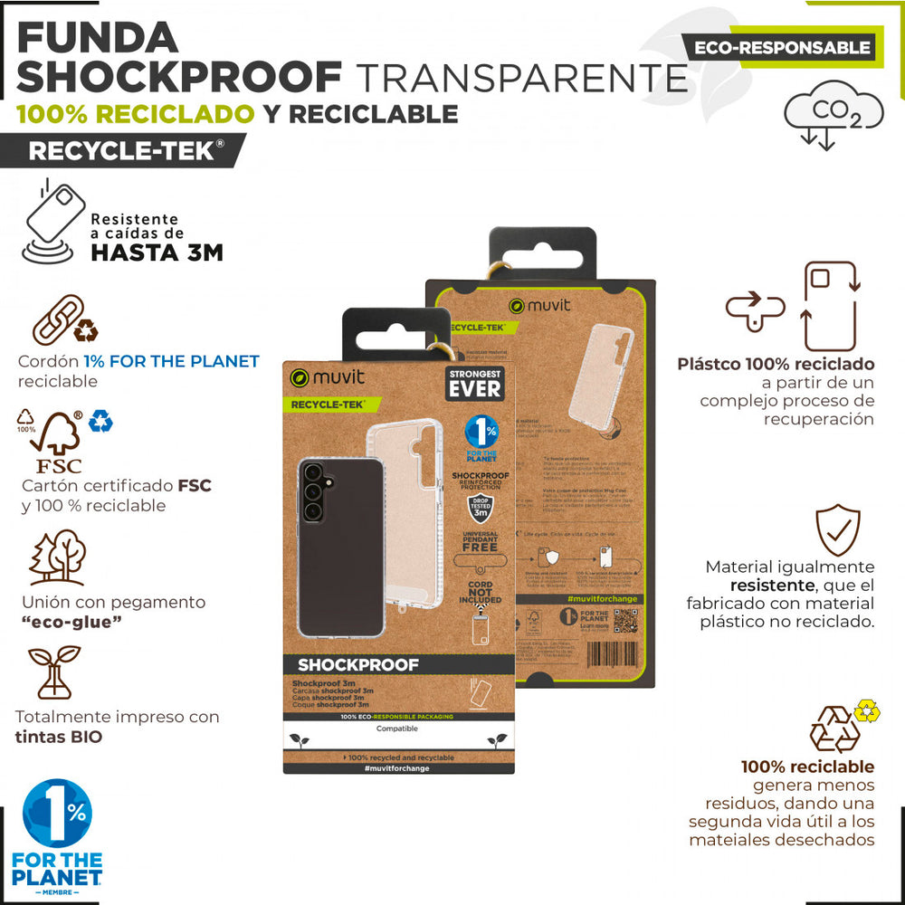 Funda Muvit for Change Shockproof 3m para Samsung Galaxy S24 Ultra transparente