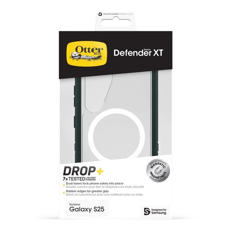 Funda Defender XT Cover plástico verde transparente con imanes para Galaxy S25