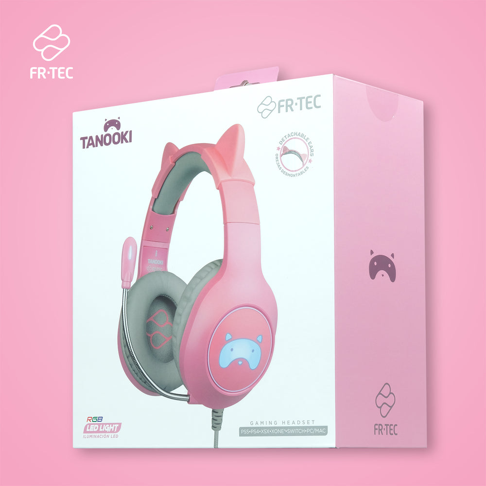 Auriculares TANOOKI Rosa con Orejas de Gato FR-TEC Multiplataforma