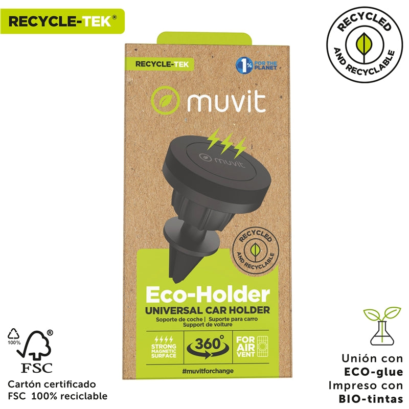 Soporte coche Muvit for Change universal salida aire rotativo magnético negro