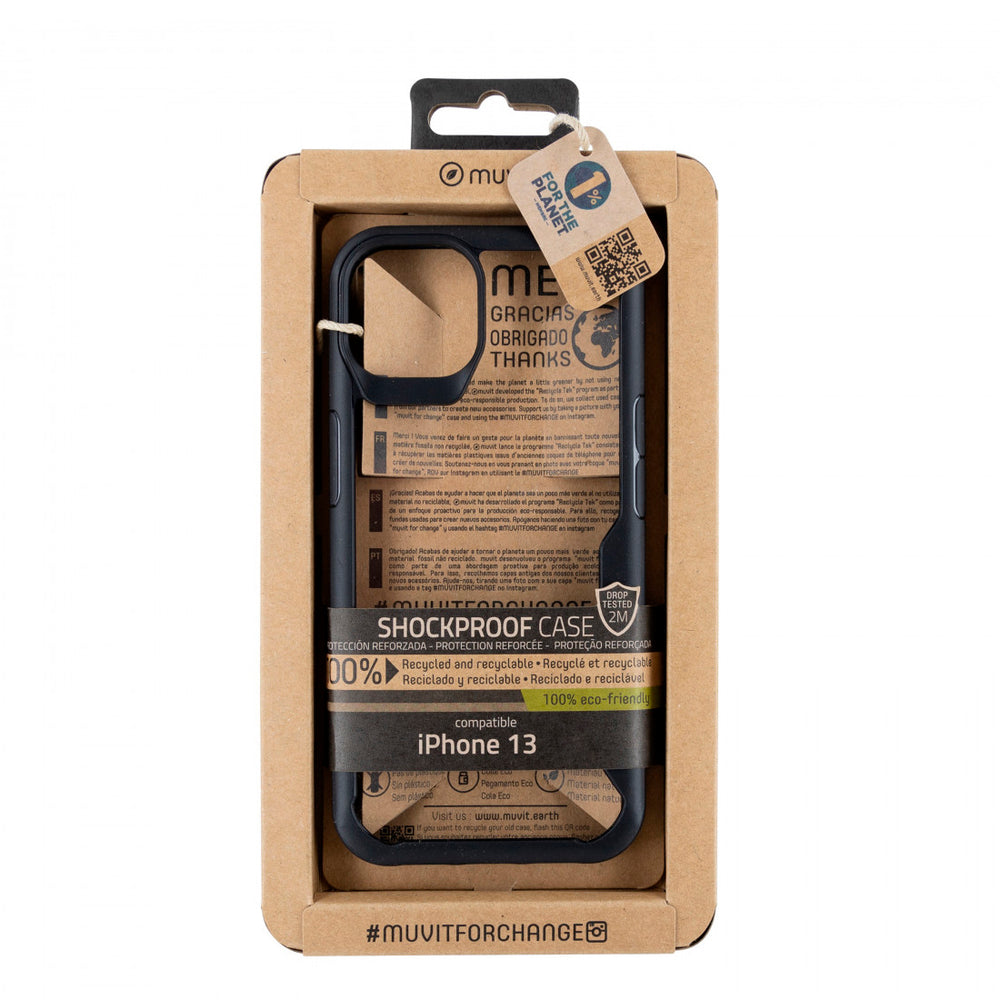 Funda Muvit for Change Shockproof 2m para Apple iPhone 13 transparente/negra