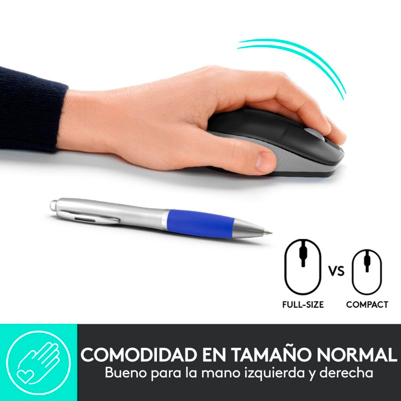 Logitech M190 Ratón Inalámbrico 1000DPI Gris