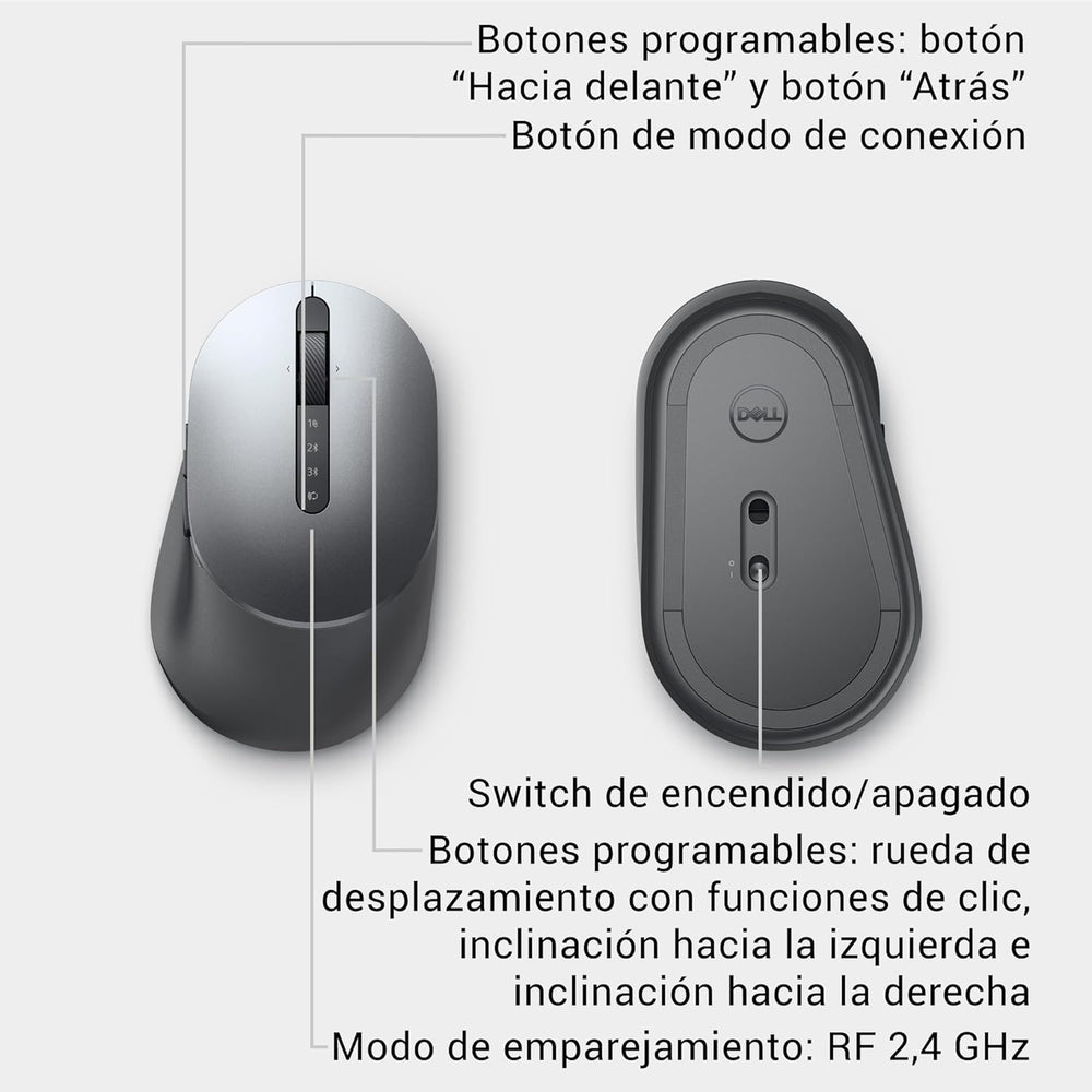 Ratón Inalámbrico Dell MS5320W para múltiples dispositivos Gris Usado