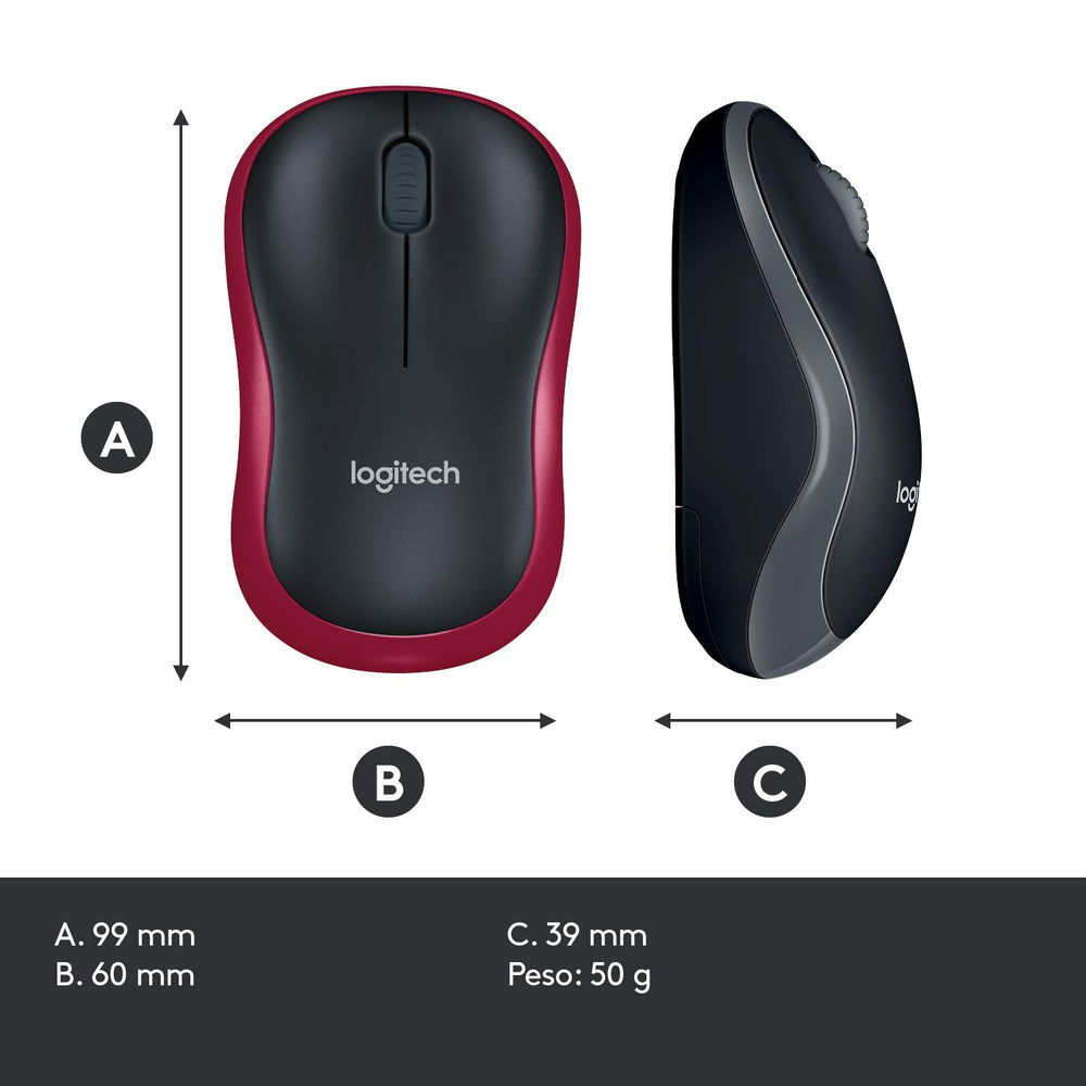Logitech M185 Ratón inalámbrico Rojo Usado