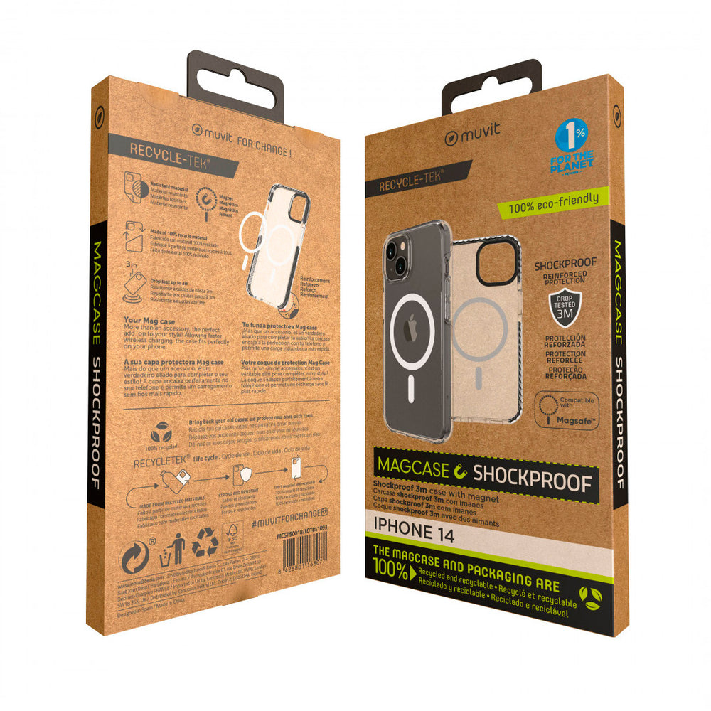 Funda Muvit for Change recycletek Magsafe shockproof 3m compatible con iPhone 14