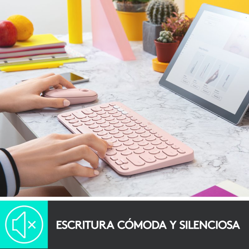 Teclado Bluetooth Multi-Dispositivo Logitech K380 Rosa en español (ñ)