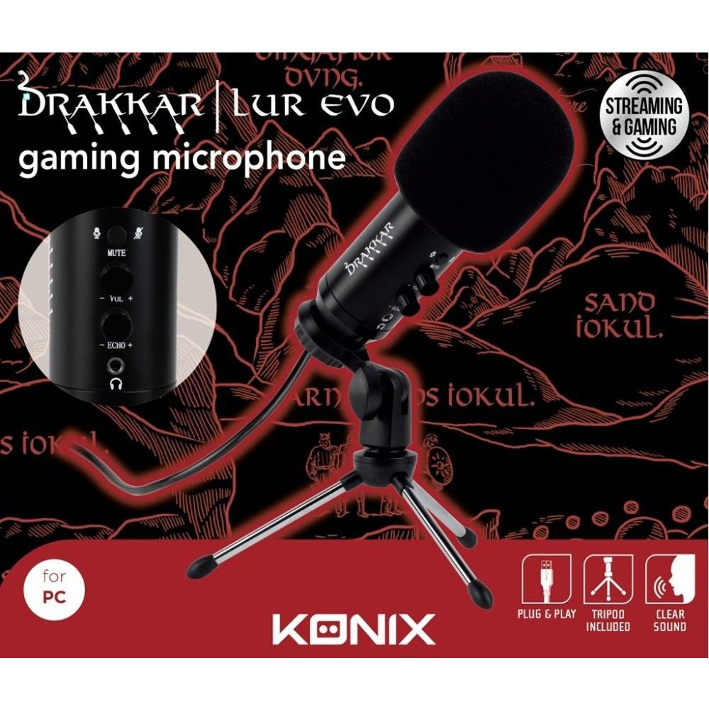 Micrófono KONIX DRAKKAR LUR EVO con tripode USB CABLE 1.5m