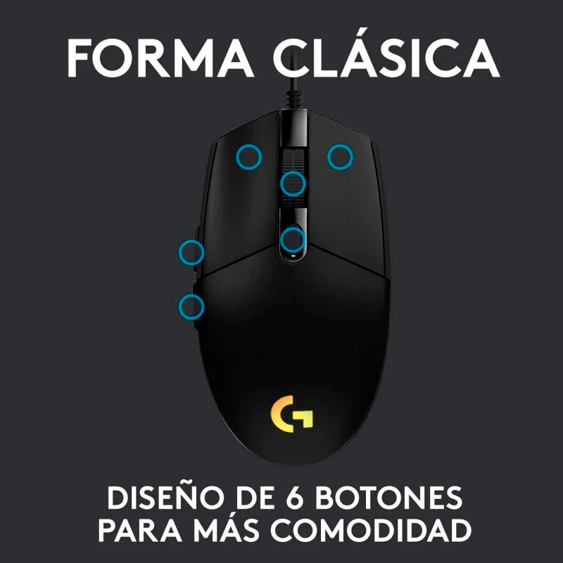 Logitech G203 Lightsync 2nd Gen Ratón Gaming 8000DPI RGB Negro Usado