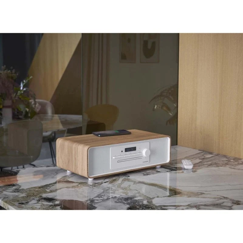 Thomson MIC301IBT Radio CD Bluetooth 60 W MP3/USB con Carga Inalámbrica Blanca