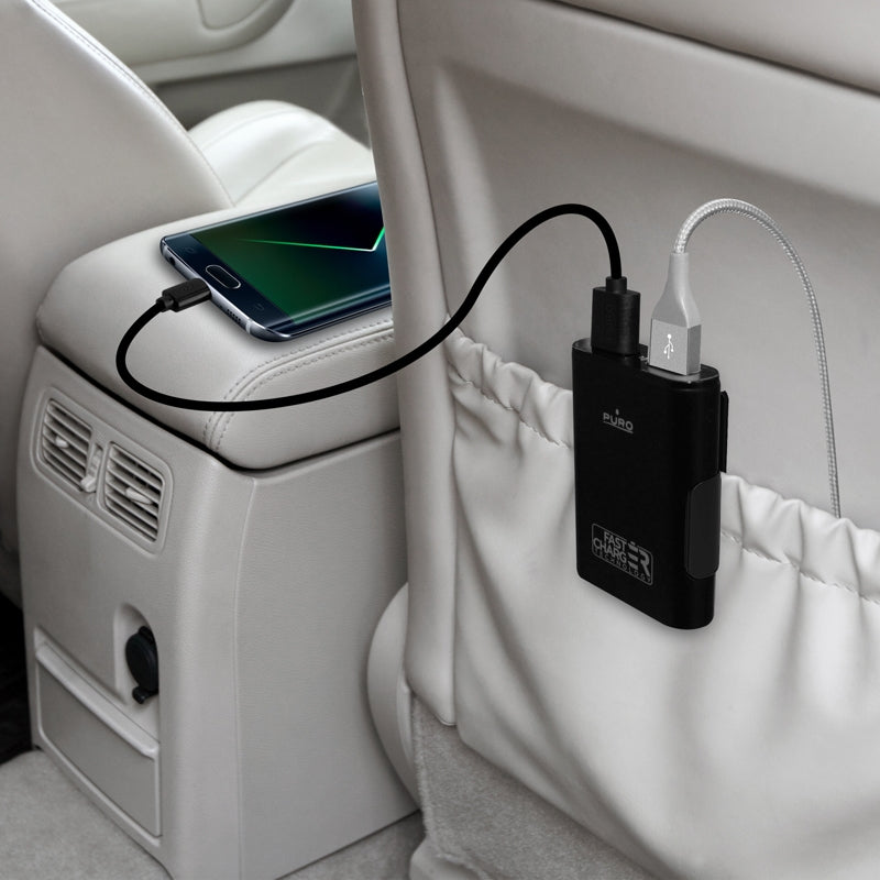 Cargador Coche/Camión 12/24v PURO 2 USB+2 USB 6,8Amp 1,8m Fast Charger 34W