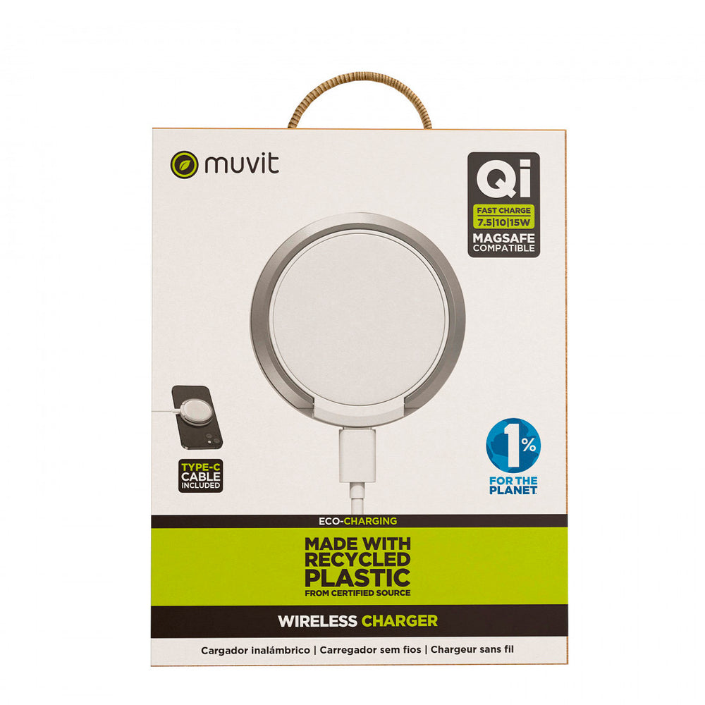 Cargador Magsafe inalámbrico Muvit for change 7,5-10-15w blanco (NUEVO)