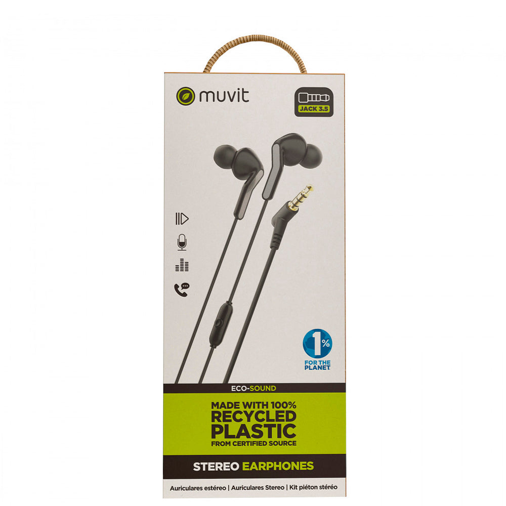 Auriculares estéreo Muvit for Change E57 3.5mm Negro