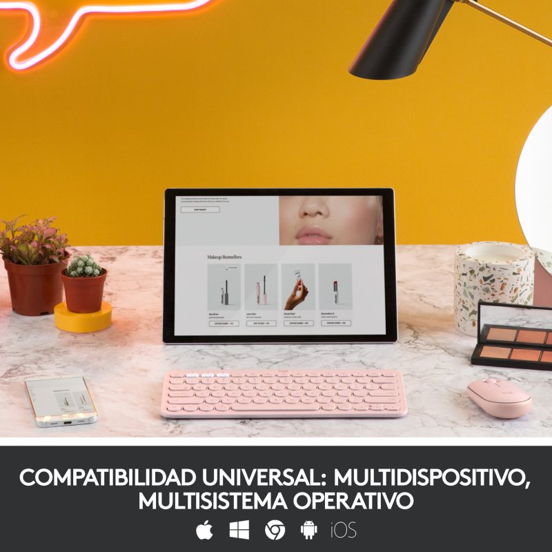 Teclado Bluetooth Multi-Dispositivo Logitech K380 Rosa en español (ñ)