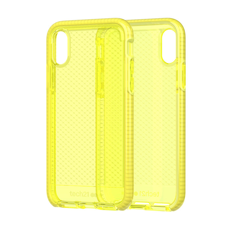 Funda de Silicona Tech21 Evo Check amarilla para Apple iPhone X / Xs