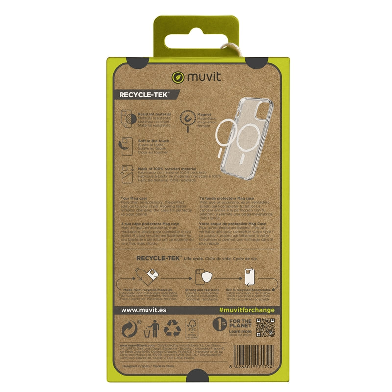 Funda Muvit Recycletek Magsafe Transparente para iPhone 15