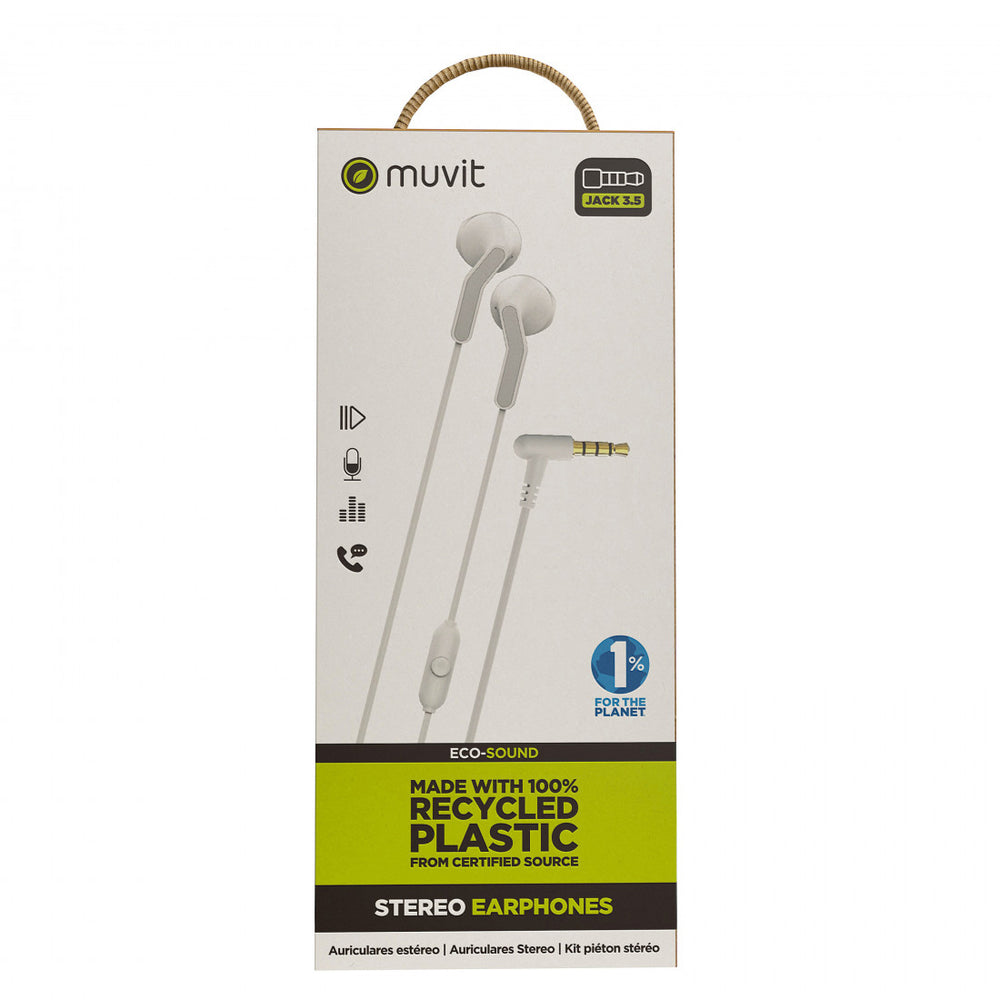 Auriculares estéreo Muvit for Change E56 3.5mm Blanco