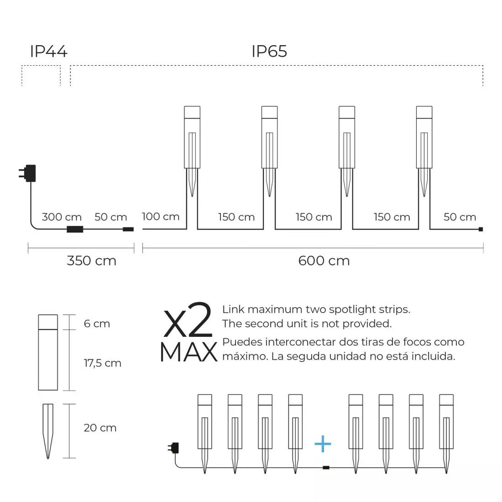 Set 4 balizas outdoor SmartLED KSIX WiFi + APP incluida 12W 200 lúmenes IP65