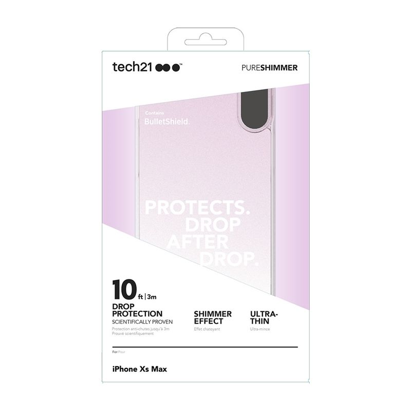 Funda Tech21 Pure Shimmer para Apple iPhone Xs Max rosa (NUEVA)
