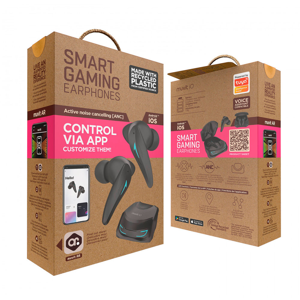 Auriculares Muvit iO Smart True Wireless Gaming ENC/ANC negro LED