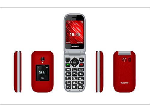 Telefunken S460 Rojo — Teléfono móvil plegable para mayores