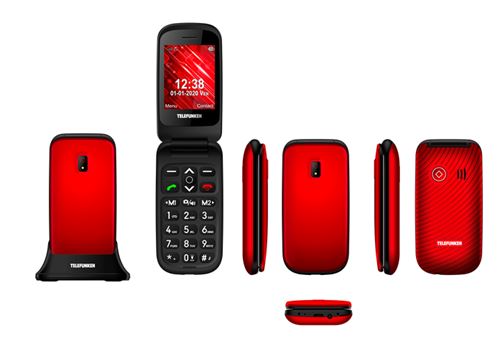 Telefunken S440 Rojo — Teléfono móvil plegable fácil de usar
