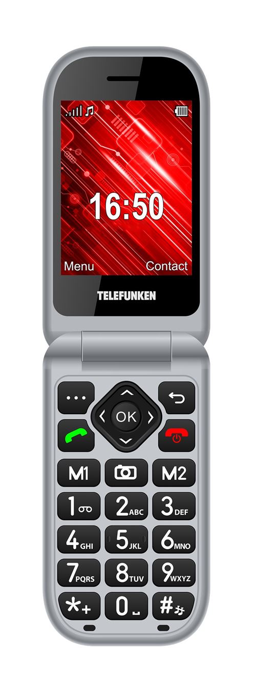 Telefunken S450 Rojo — Teléfono móvil plegable para mayores