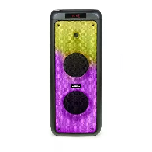 Bigben Party High Power XL, vista frontal con efectos de luz LED encendidos