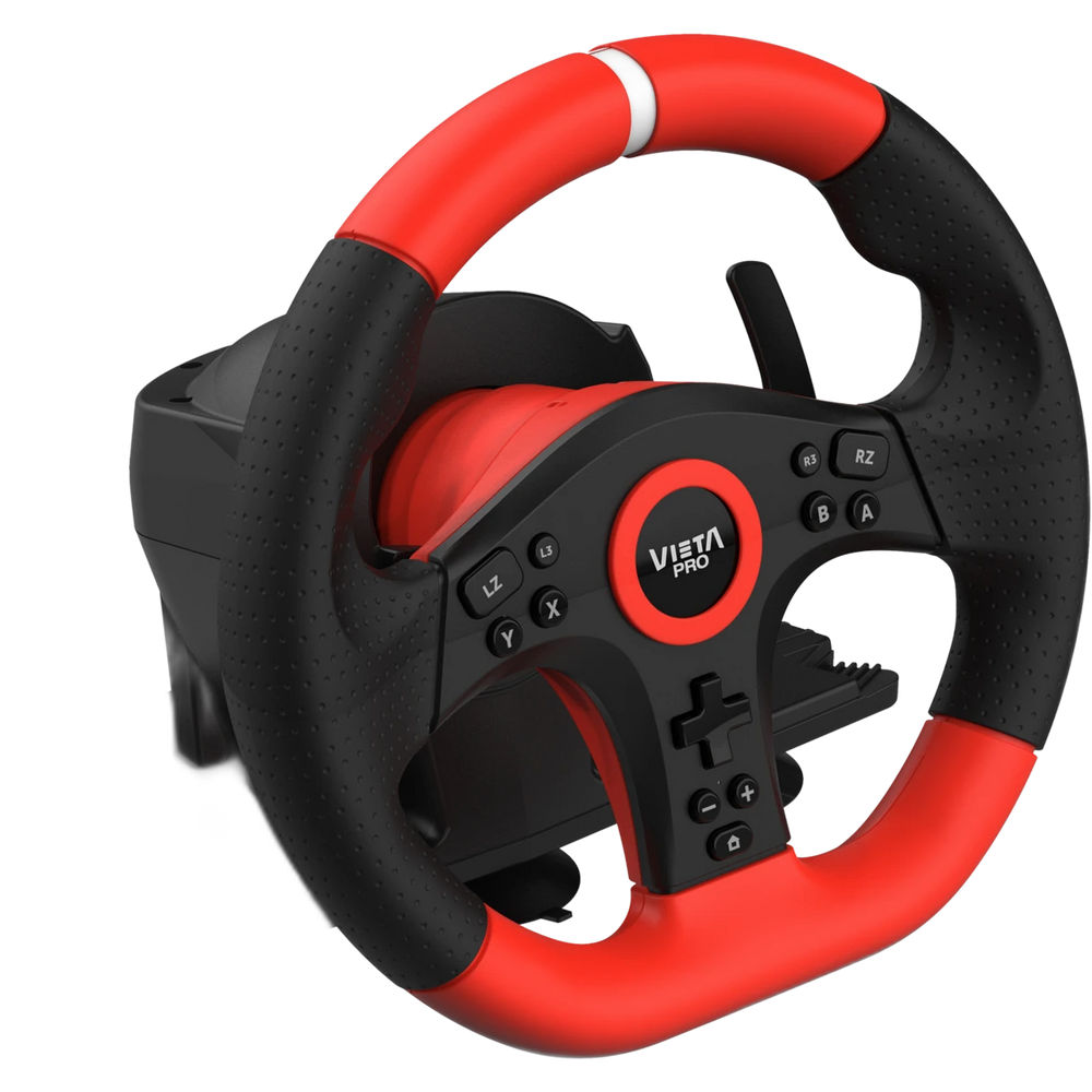 Vieta Pro Speedy Negro y Rojo — Volante de carreras con pedales para gaming