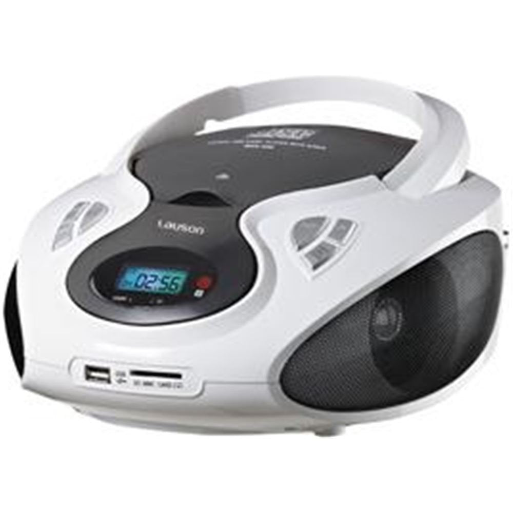 Lauson CP430 Blanco/Negro — Radio Boombox CD/MP3 AM/FM