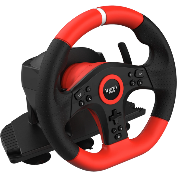 Vieta Pro Speedy Negro y Rojo — Volante de carreras con pedales para gaming