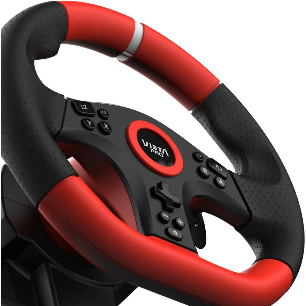 Vieta Pro Speedy Negro y Rojo — Volante de carreras con pedales para gaming