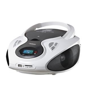 Lauson CP430 Blanco/Negro — Radio Boombox CD/MP3 AM/FM