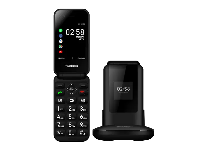 Telefunken S760 Negro — Teléfono móvil plegable con KaiOS